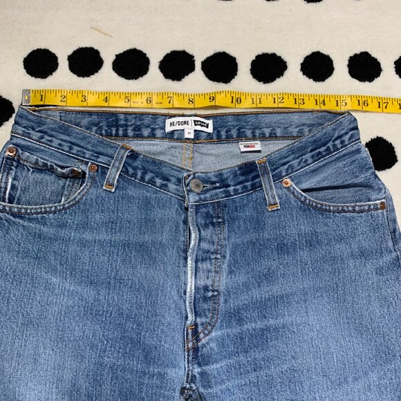 Vintage 90s Levi's X Re/done Faded Distressed Denim Straight Leg Ankle Jeans - Picture 9 of 14